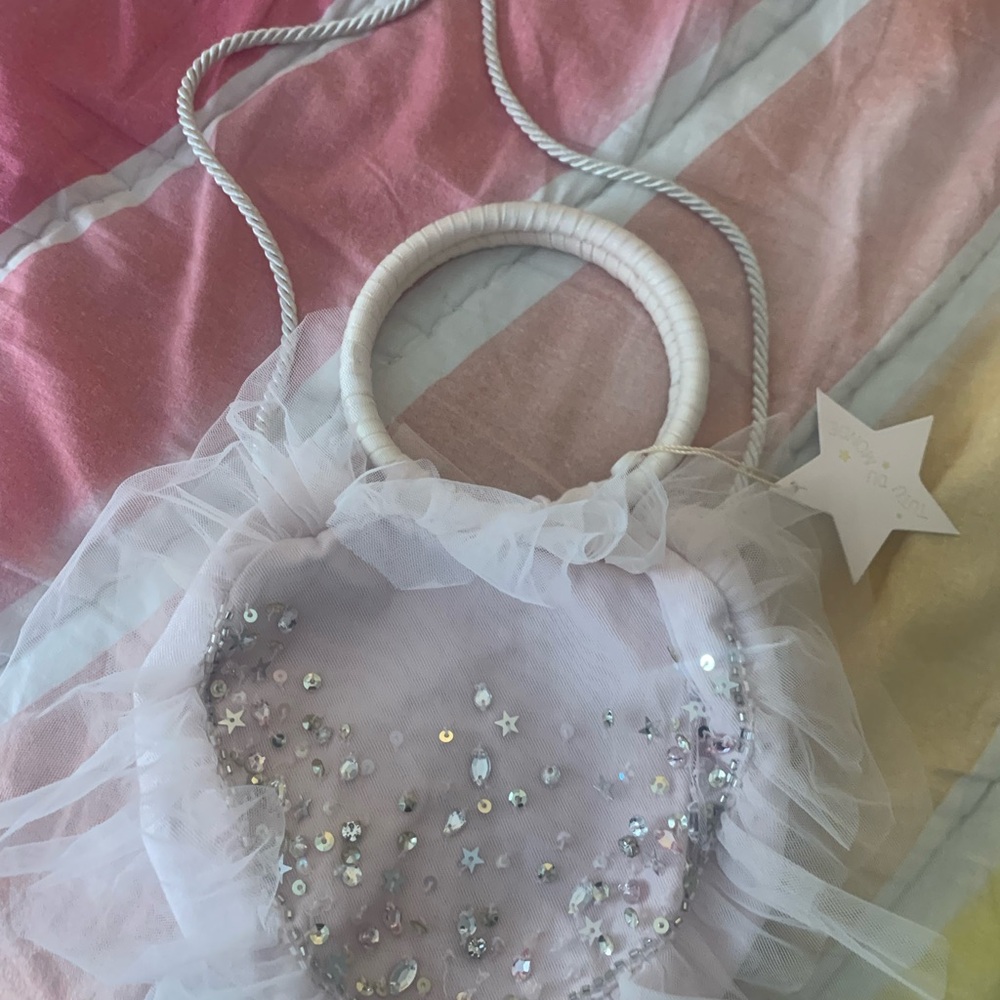 Tutu Du Monde Pink and White Sequin Tulle Heart Bag